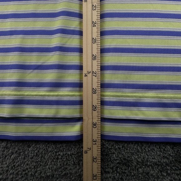 Footjoy Men Striped Purple Green Polo Shirt Medium Stretch Golf Adult S/S - Picture 4 of 15